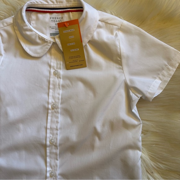 French Toast Round Collar Button Up Short Sleeve Dress Shirt Girls 6X - Picture 3 of 9
